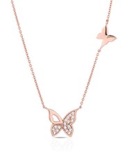 Lovely Butterfly Necklace With Cubic zirconia 925 Rose Sterling silver 16-18in