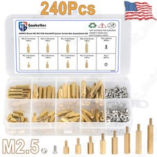 240Pcs M2.5 Male Female Brass Spacer Hex Standoff Screw Nut Assortment Kit PCB