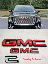 2021-2023 GMC YUKON YUKON XL Front Grill Rear Tailgate Red Black OVERLAY Emblem