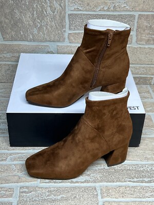 Nine West Volley2 Bison Womens Block Heel Ankle Boots Brown NEW Size 7 M