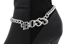 Hot Women Silver Metal Chain Links Boot Bracelet Shoe Anklet BOSS Charm Stunning