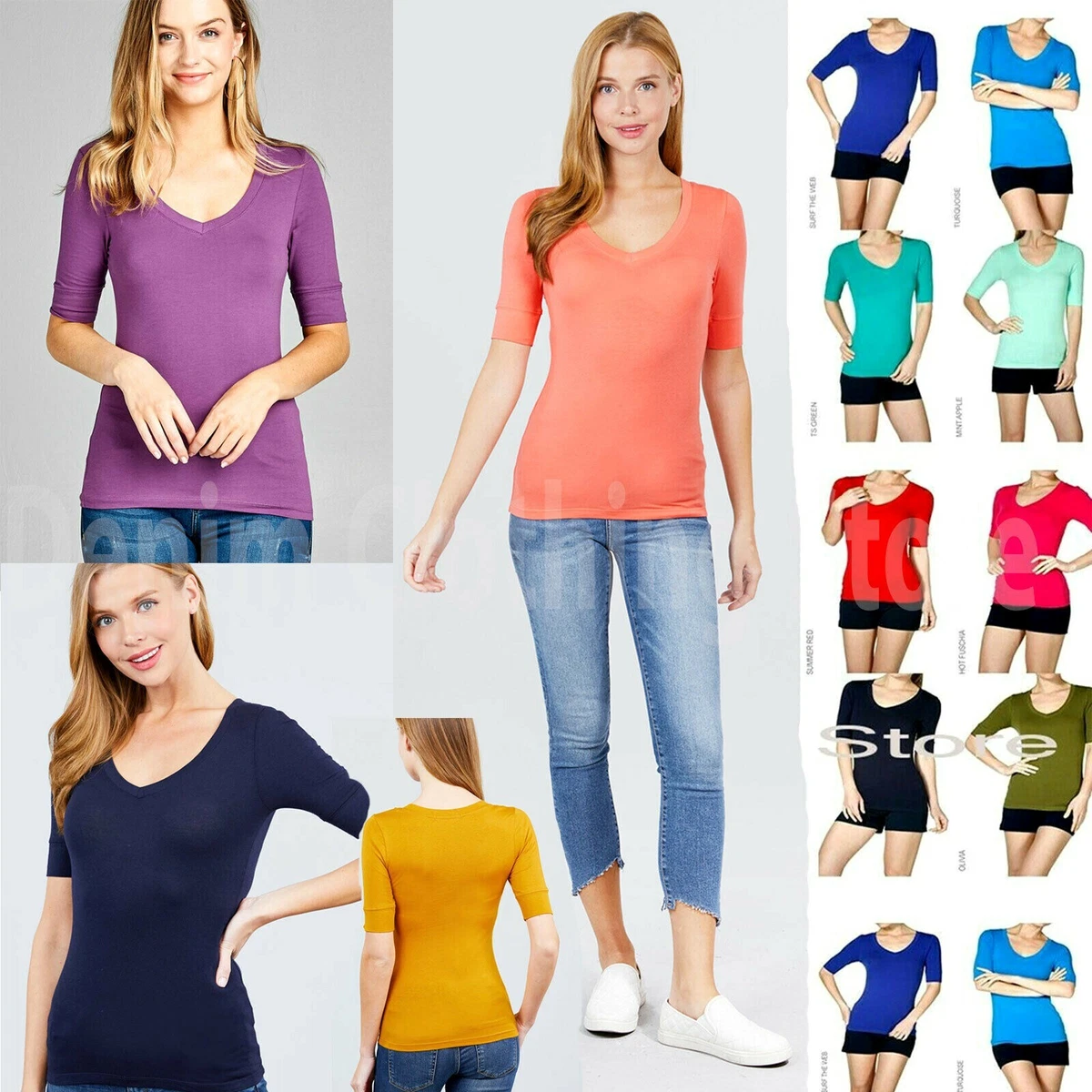 elbow length cotton tee shirts
