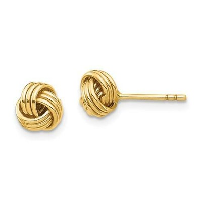 14k Yellow Gold Love Knot Design 6 5mm Diameter Halo Stud Earrings Push Backs Ebay
