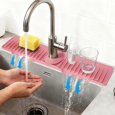 16" Silicone Faucet Mat for Kitchen Sink Released in 2026,8 Slope Fast Self-...