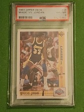 1991-92 Upper Deck Classic Confrontation Michael Jordan, Magic Johnson 34 PSA  8