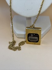 Vintage 1980s Contima Digital Pendant Watch Necklace Gold Tone Quartz – Working 