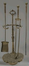 French Petite 36" - Fireplace Tools & Rack Stand Holder 19th c Brass antique