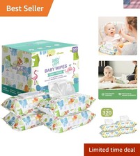 Portable Sensitive Water Baby Wipes - 320 Resealable Unscented Wipes Package
