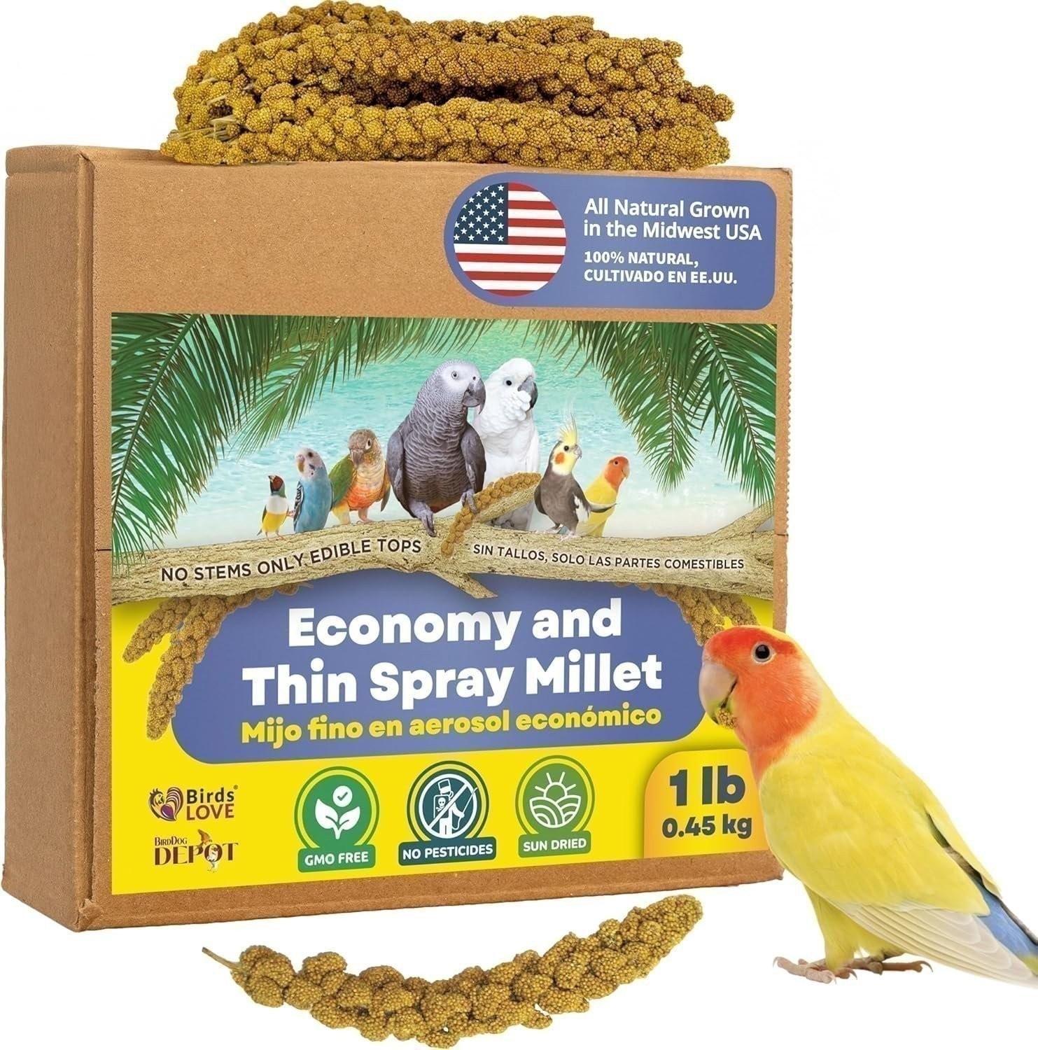 Birds LOVE Natural Millet Spray Stem-Free for Parrots & Bird