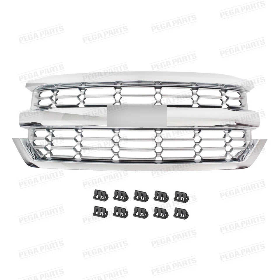 Front Upper Bumper Grille Chrome For 2016-2018 Chevrolet Silverado 1500 84134045 Foto 2 de 4