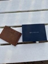 Garzini Brown Leather Slim Card Holder Wallet RFID w/ Box