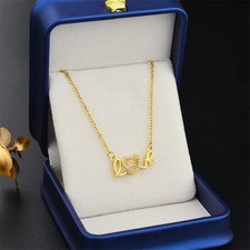 Women's 18K Gold Plated Love Pendant Necklace with Cubic Zirconia Heart Jewelry