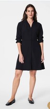 NWT SPANX Carefree Crepe Collared Shirt Dress - Classic Black size small