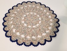 One New Hand Crochet Round Lace Multicolored Cotton Doily/Coaster Home Decor 13"