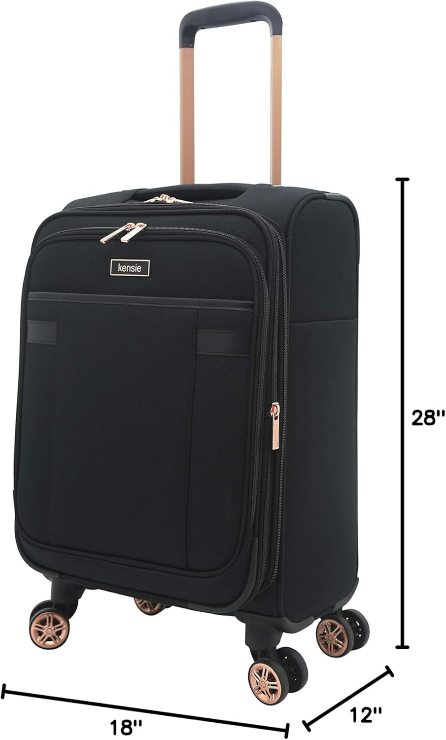 Chic Hudson 3-Piece Softside Spinner Luggage Set - Black & Rose Gold