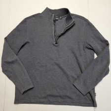 HUGO BOSS Quarter Zip Cotton Knit Sweater Men's XL X-LARGE Dark Gray Regular Fit