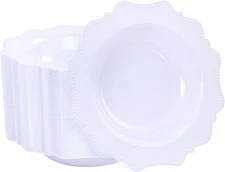 COLOSUS 60 Pack White Plastic Bowls, 12 oz Disposable Soup 60, 
