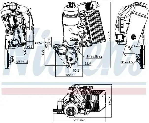 Engine oil cooler Water-cooled 90953 NISSENS for OPEL RENAULT NISSAN