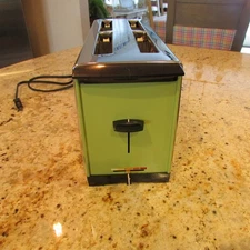 MCM Proctor Silex  Automatic Pop-Up #20738 AVOCADO/Chrome 4 Slice Toaster WORKS!