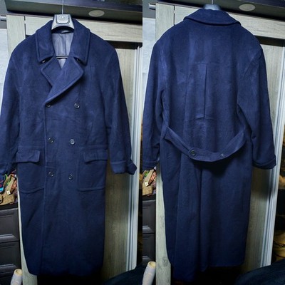 Vintage Hugo Boss classic pure Wool db belted Navy classic over coat 46R