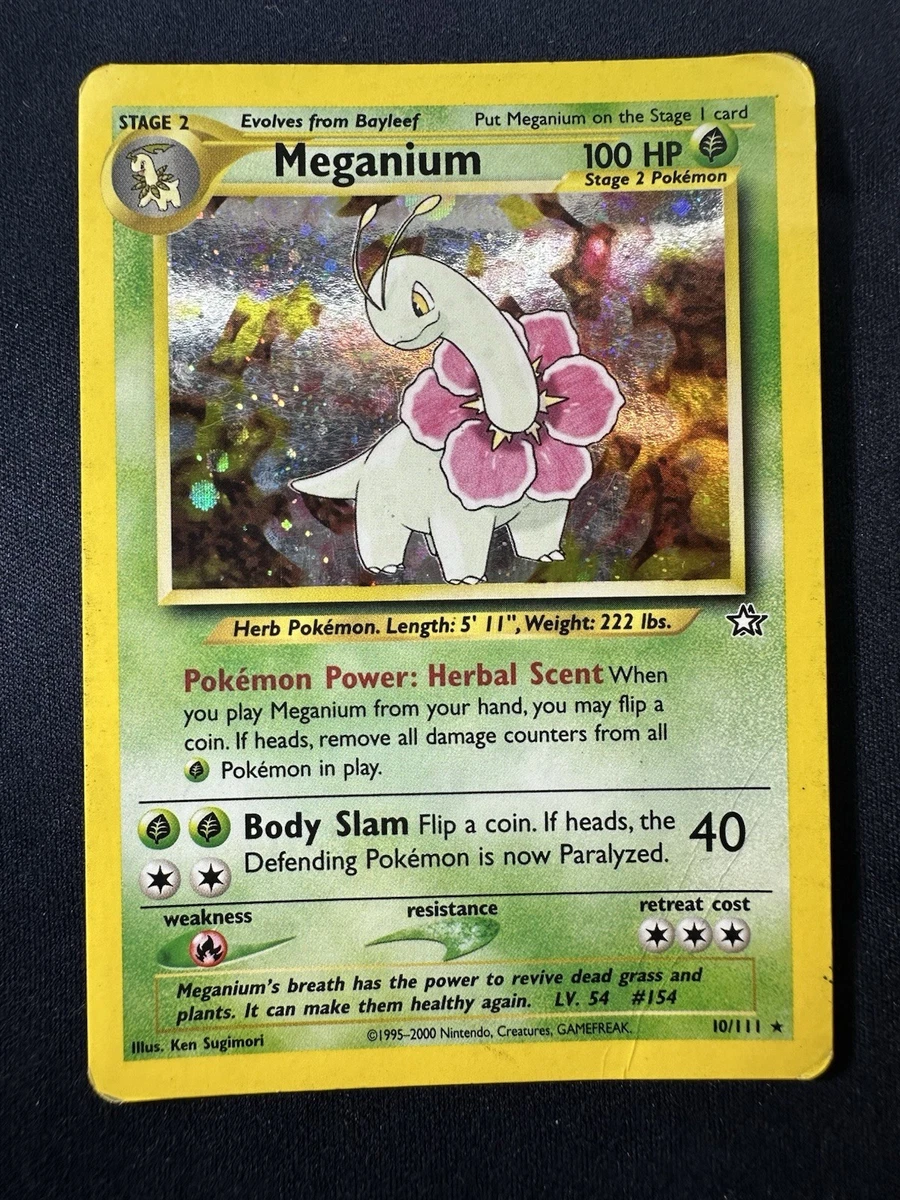 pokemon meganium card Meganium Pokemon Neo Genesis Holo Japanese #154 PSA 8 main image 0