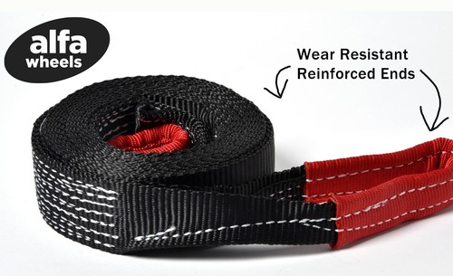 Tow Strap Black 20ft Snow Rescue 3x20 3" 20000 lbs 9Ton w 2x 7/8 Bow Shackles - Picture 3 of 15