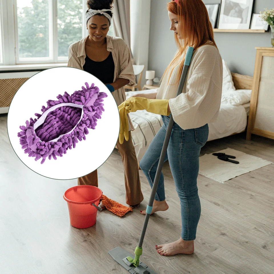 2 Pcs Washable Cleaning Shoes Covers, Home Multifunction Chenille Duster(Purple) Foto 4 de 4