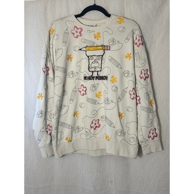 BoxLunch SpongeBob DoodleBob Sweatshirt Medium Cream Excellent Me Hoy Minoy