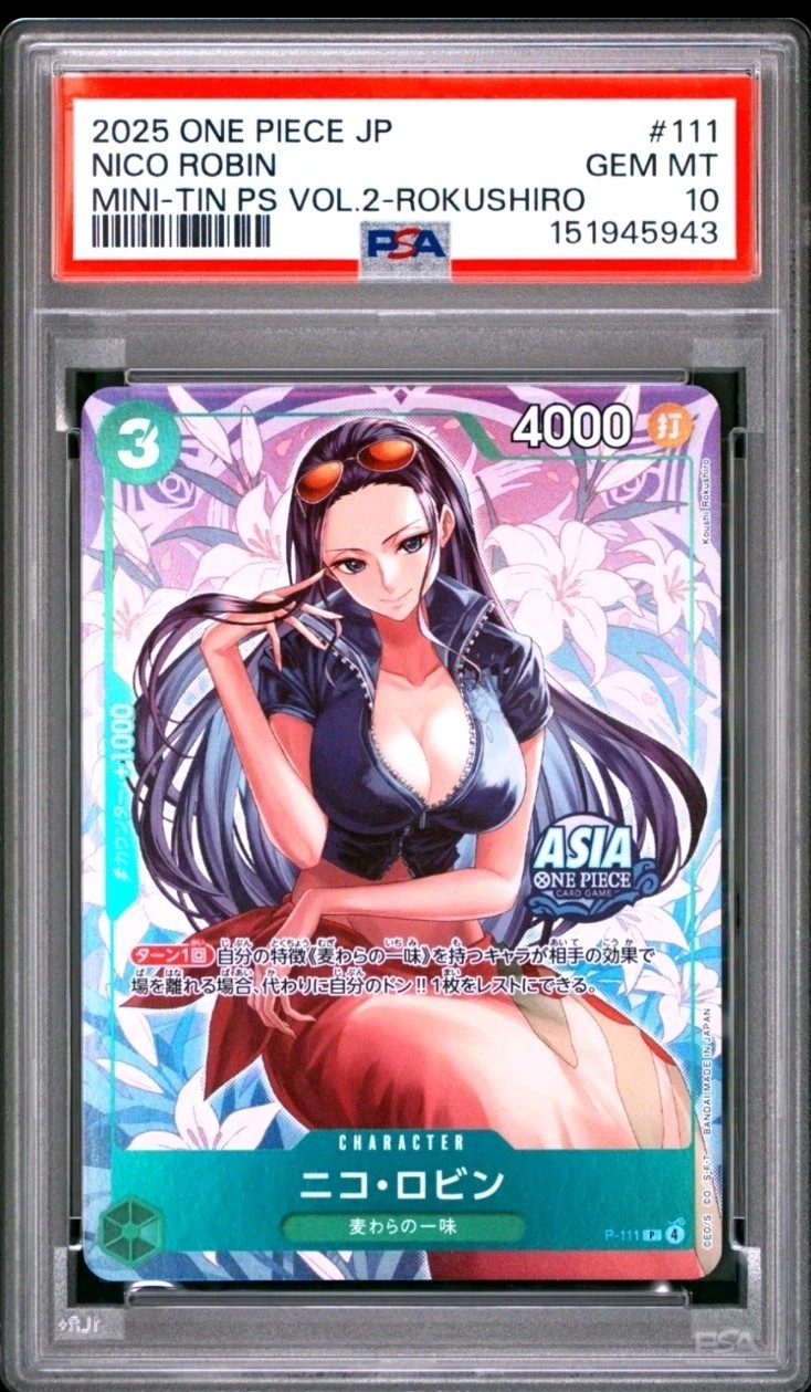 2025 ONE PIECE JAPANESE TIN SET VOL.2 #111 NICO ROBIN Rokushiro PSA 10 GEM MINT