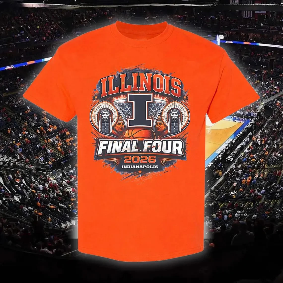 NEW!!!! Illinois Final Four 2026 Indianapolis Basketball T-Shirt