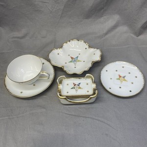 8pc Lot VINTAGE ORDER OF THE EASTERN STAR  ASHTRAY, Cup & Saucer ,Trinket Dish
