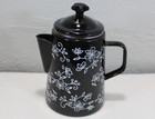 Temptations By Tara Black Lace/Floral Enameled Coffee Pot Percolator Stovetop