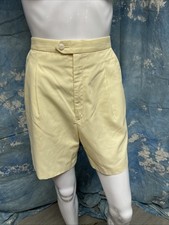 Vtg 80s Women  s Sansabelt Yellow Mark Scot Pleated Golf Shorts 8/10 High Waist