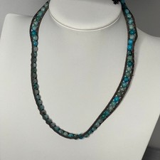 beaded necklace costume jewelry turquoise dyed stone boho bohemian hippie trendy