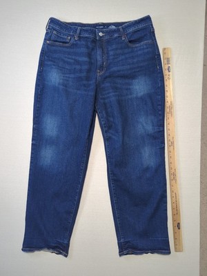 Old Navy Jeans High Rise OG Loose Womens 18 Denim Dark Wash Pockets Stretch