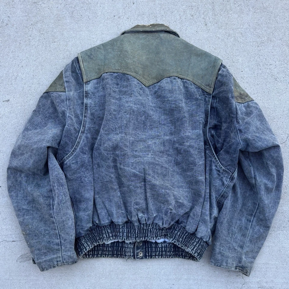 Chaqueta De Colección Años 80 GUESS Marty McFly Mediana Denim Cuero Jean Georges Marciano Foto 4 de 4