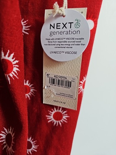 Next Dress Linen Blend Sum Sunshine Hippie Boho Print Red Summer Holiday Size 16 - Picture 3 of 6