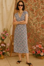 J. Crew Fabrizia Floral-print Jersey Wrap Midi Dress in Pink Multi size XS