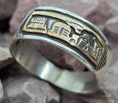 Navajo Storyteller Sterling & 12k Gold Filled Ring Band Size 10