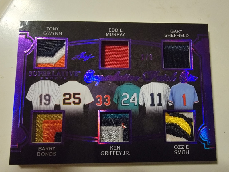 2020 Leaf Superlative Patch Six Gwynn/Barry Bonds/Ozzie Smith/Ken Griffey Jr /3