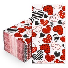 100Pcs Valentine's Day Guest Napkins Red Black Heart Disposable Napkins Polka Do