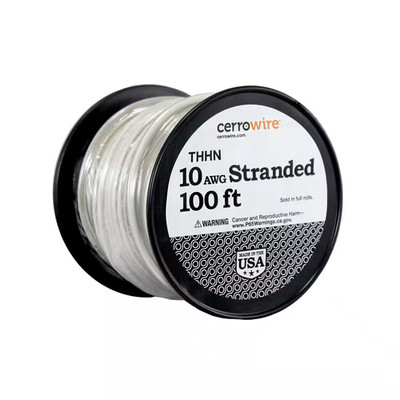 Cerrowire 100 ft. 10 Gauge White Stranded Copper THHN Wire