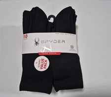 SPYDER Mens Socks Crew Cushioned Everyday Work Sports 10 Prs SZ 6-12 Black