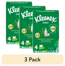 Kleenex Lotion Tissues 3pk - Coconut Oil 4 Flat Boxes 120ct 3-Ply