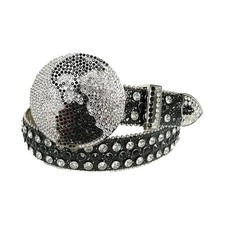 Black Diamond with Glitter Strap  Globe Buckle Rhinestone Belt