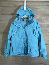 CAMEL CROWN  HOODED JACKET WOMEN SKI  MED Aqua  Blue Winter Snow Coat Fleece