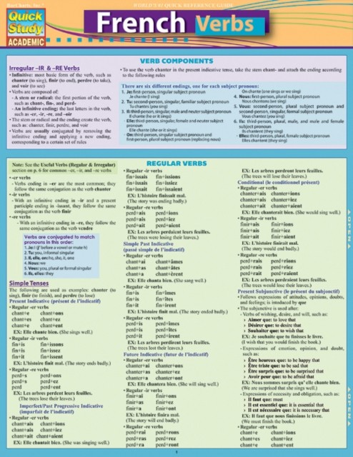 French Verbs by Liliane Arnet (Fold-out book or chart)