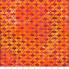 1 Yard Cut of Lunn Fabric Ovals Dots Batik 100 Cotton 1926 Flame Orange Red