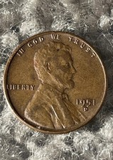 1951-d Lincoln Wheat Penny L In Liberty Almost Against Rim 1951-d Lincoln Wheat Penny L In Liberty Almost Against Rim