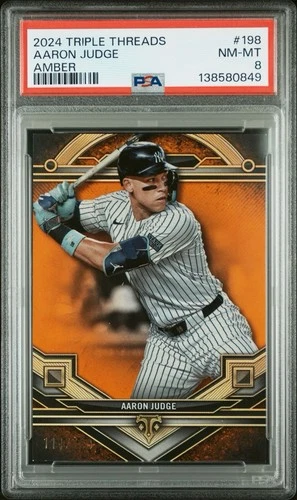 2024 Topps Triple Threads Aaron Judge /199 Amber PSA 8